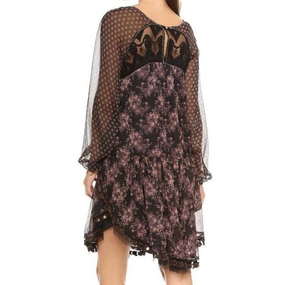 Free People Elsie Lace Chiffon Dress in Midnight Garden - XS Small - Picture 3 of 16